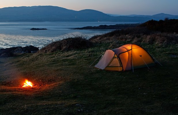 campfire camping tent backpacking nature